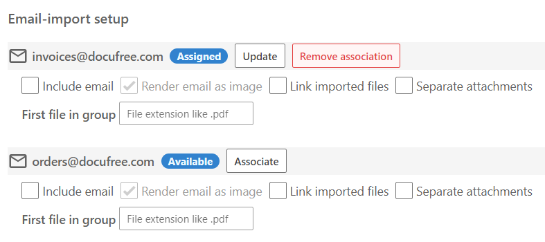 Email Import Options